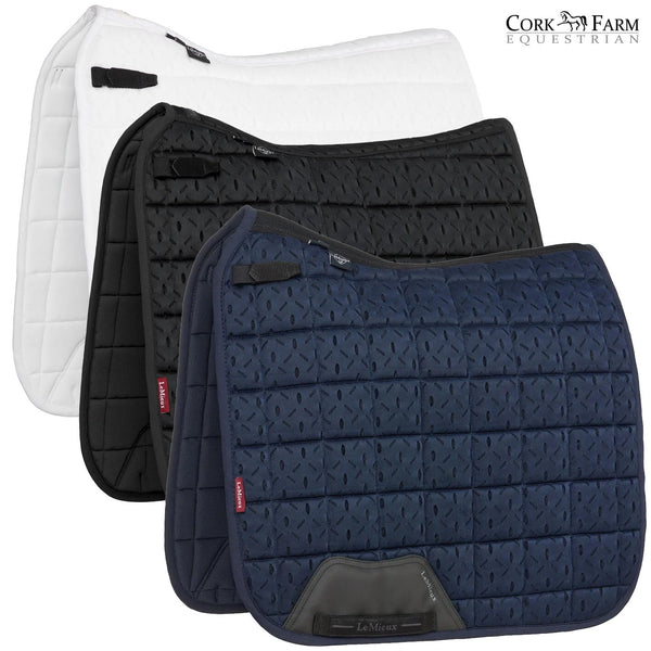 LeMieux 3D Mesh Self-Cool Dressage Square Cooling Crystal Spine Black/NavyWhite