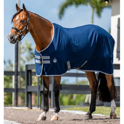 Horseware Amigo Stable Sheet Cool Show Travel Rug Navy/Titanium/Fig 5'6'-7'0'
