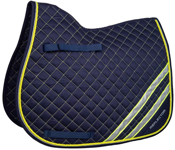 Hy Reflector Saddle Pad Reflective Flourescent Quilted Hi-Vis Viz Square Navy