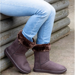 Hy Equestrian Adults Chisworth Waterproof Fleece Boot with Faux Fur Brown 36-41