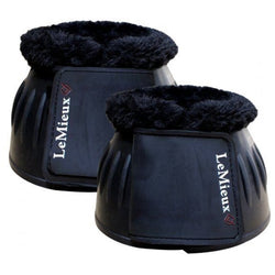 LeMieux Rubber Bell Boots Fleece Lined No Rub OverReach Over Reach Black S-XXL