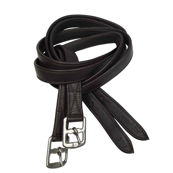 EcoRider Ecosoft Anti Stretch Leather Stirrup Leathers Nylon Core Black/Brown