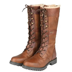Dublin Yukon Boots Womens Leather Sherpa Lined Laced Country Boots Brown UK3-8