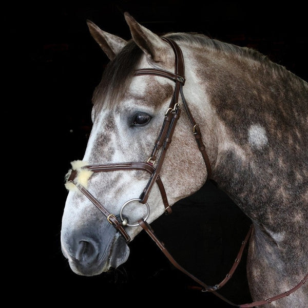 Whitaker Vienna Fancy Stitch Figure of 8 Mexican Bridle + 9 Loop Rubber Reins