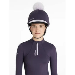 LeMieux Classique Pom Hat Silk Contrast Peak Removable Pom Lycra Skull Cap Cover