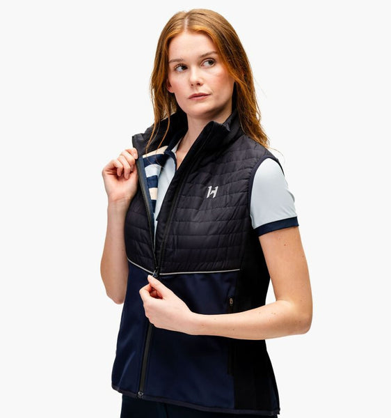 Horseware Ladies Flow Gilet Hybrid Softshell Technical Body Warmer Navy/Whitney