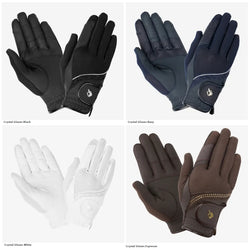 LeMieux Crystal Gloves Performance Mesh Soft Feel Riding Navy/Black/White/Brown