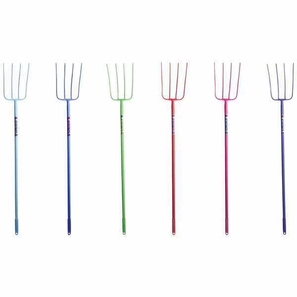 Faulks and Cox Red Gorilla Tubular 4 Prong Manure Fork 48' Shaft Stable and Farm Use