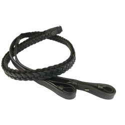 EcoRider Plaited Reins Braided Soft Eco Leather Grip Showing Reins Black/Brown
