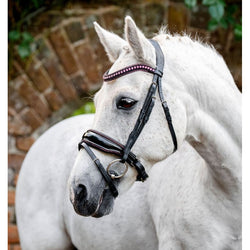 Horseware Pony Diamante Flash Bridle With Pink Crystal Browband andPatent Noseband
