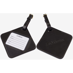 LeMieux Leather Luggage Tag Stamped Artisan Stitched Buckle Strap Travel Label