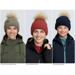 LeMieux Clara Knit Beanie Soft Warm Snuggly Microfleece Fur Pom Pom Winter Hat