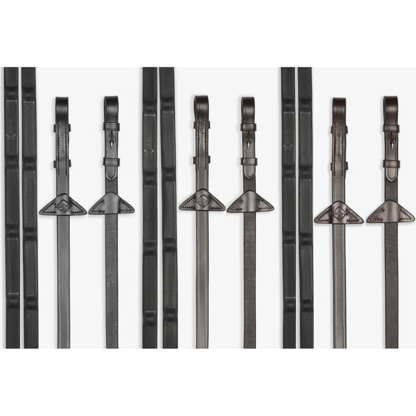 LeMieux Ergo Grip Rubber Reins Raised Stoppers Light Feel Non Slip Black/Brown