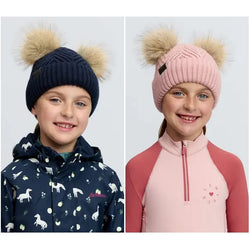LeMieux Mini Double Pom Beanie Kids Soft Warm Snuggly Micro Fleece Winter Hat