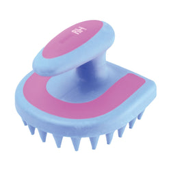Hy Equestrian Horseshoe Massage Brush Shaped Horse Grooming Brush  Blue/Pink