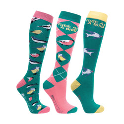 Hy Equestrian Free As A Bird Socks Adults Long Riding Sock With Bamboo Pack of 3