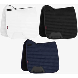 LeMieux Cotton Dressage Square Wicking Bamboo Lined Saddlepad White/Black/Navy