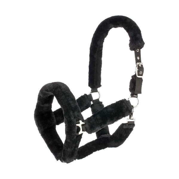 Hy Equestrian Fab Fleece Headcollar Padded Fluffy Headcollar Navy Cob SALE