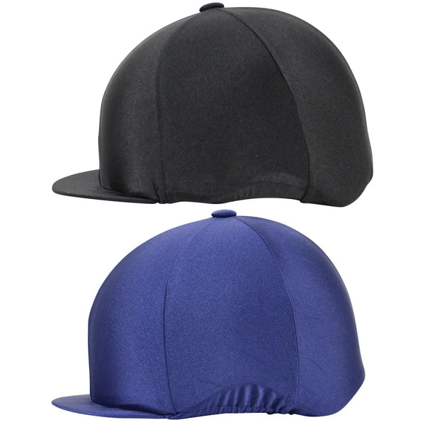 Hy Equestrian Lycra Silk Stretch Material Wipe Clean Skull Cap Cover Black/Navy