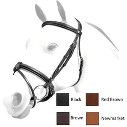Selleria Equipe Emporio Padded Leather Crank Flash Bridle BRE08  Red Brown Full SALE