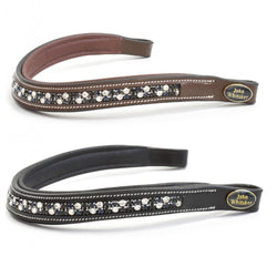 Whitaker Checkerboard Soft Curved Flat Leather Crystal Browband Black/Brown S-XF