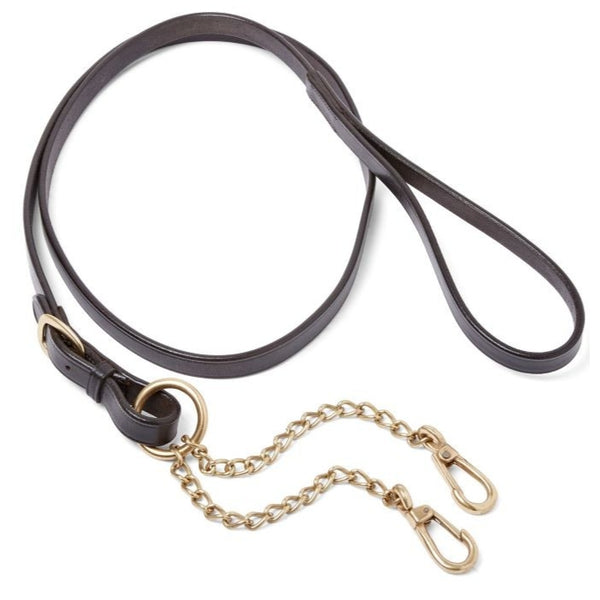EcoRider EcoLeather Lead Rein with Loop Brass Coupling Chain and Clips Brown 1.5m