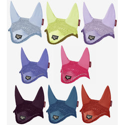 LeMieux Junior Loire Satin Crochet Fly Hood Pony Veil Ear Net Mist/Kiwi/WIsteria