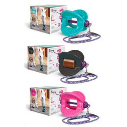 Bizzy Horse Bizzy Ball Equine Stable Toy Swinging Lick Holder Black Aqua Pink
