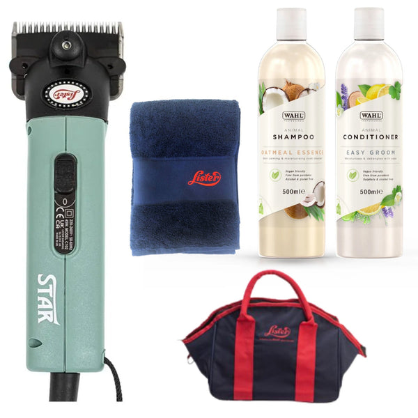 Lister Star Promo Kit Horse Clippers Mains Powered with WAHL Shampoo and Holdall