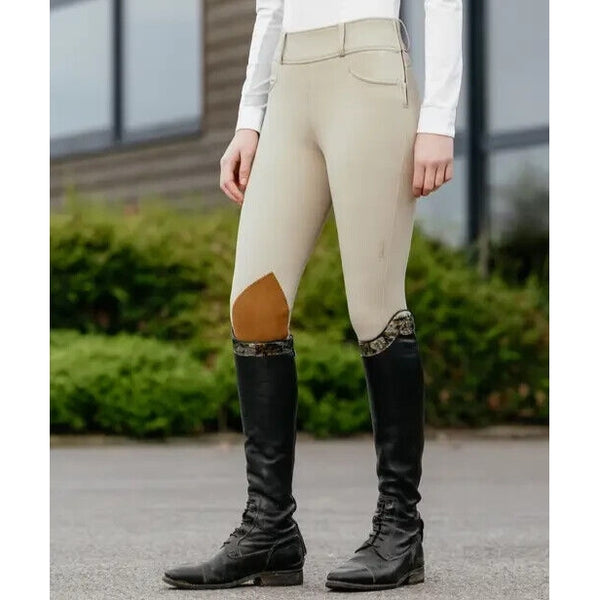 LeMieux Young Rider Side Zip Hunter Breeches Mid-rise Seam Free Beige Age 7-14