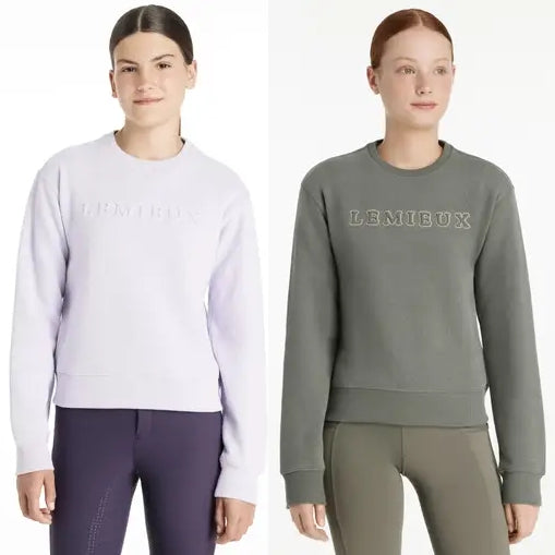 LeMieux Young Rider Carmen Crew Sweat Sweatshirt Carbon Suede Kids Teens Jumper