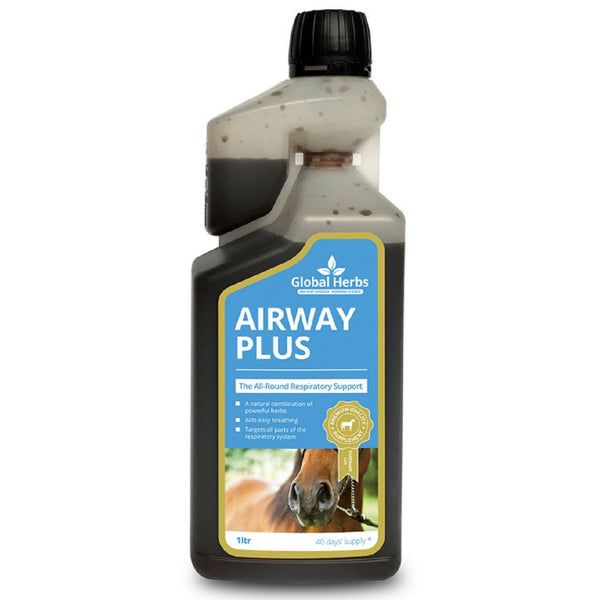 Global Herbs Airway Plus Horse Respiratory Liquid Soothe Clear Chest Lung Throat