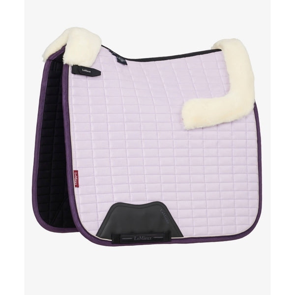 LeMieux Merino+ Suede Dressage Square Rolled Edge Friction Free Contrast Lilac