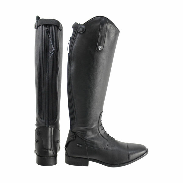 Hy Land Tuscan Laced Leather/Synthetic Long Field Riding Boots Black Wide 36-41