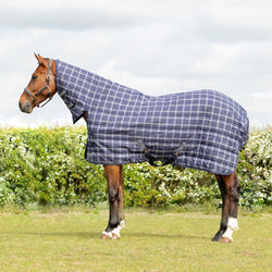 Hy Equestrian StormX Empra Extra 250 1200D Combi Stable Rug Navy Check 4'6'-7'3'