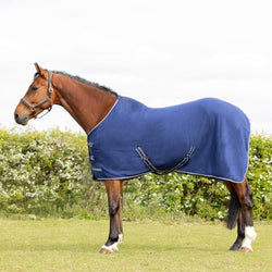 Hy Equestrian Empra Opulence Fleece Rug Wicking Cooler Navy/Teal/Grey 4'6'-7'3'