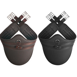 Hy Equestrian Anatomical Elasticated Waffle Stud Guard Girth Black/Brown 36'-54'
