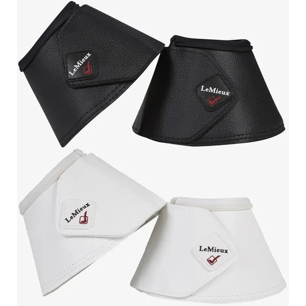 LeMieux Wrapround Leather Over Reach Wrap Round Overreach Boots Black/White M-XL