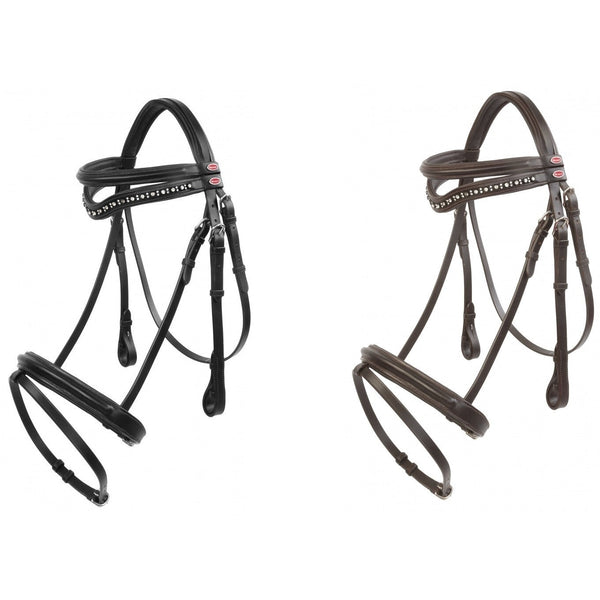 Whitaker Lynton Flash Bridle Diamante and Plain Browband Pony/Cob/Full Black/Brown