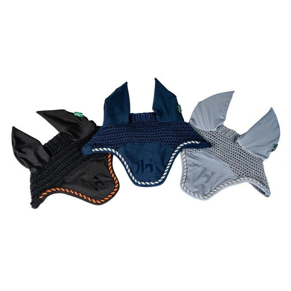 Horseware Newmarket Ear Net Fly Veil Bonnet Crochet Ears Whitney Gold Navy Grey
