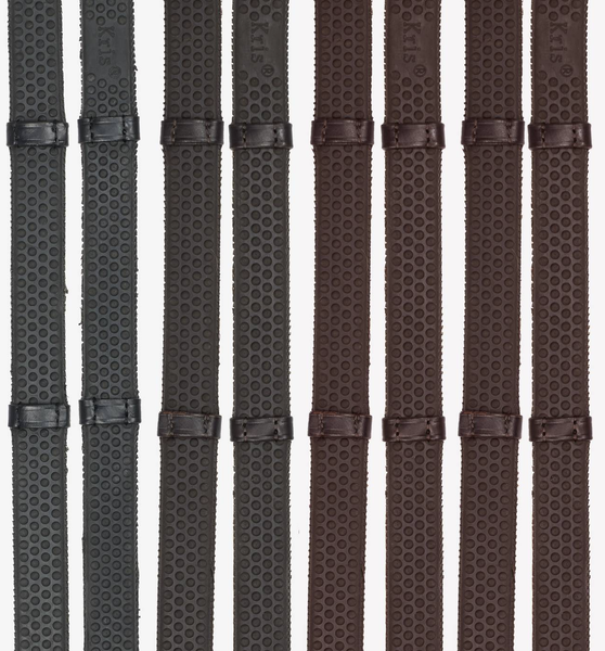 LeMieux Soft Rubber Reins with Stoppers Flexible Non-Stretch Leather Black/Brown