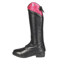 Hy Equestrian Eren Riding Boot Long Children's Field Boot With Pink Glitter Cuff
