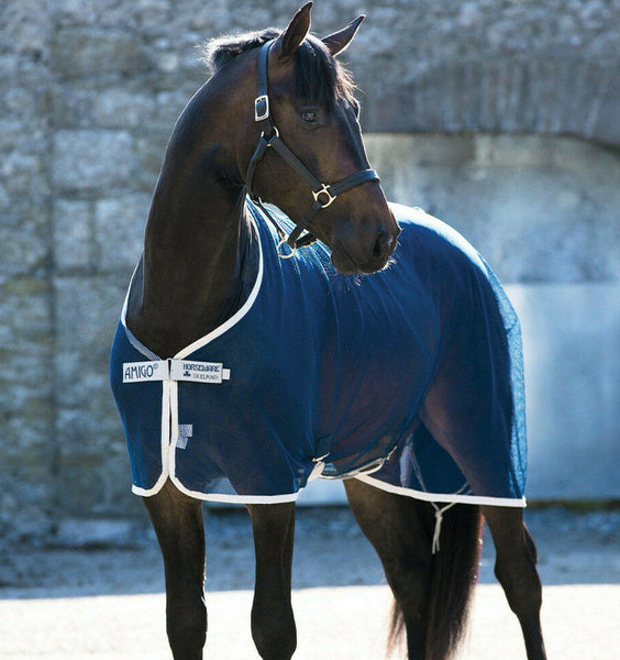 Horseware Amigo Net Cooler Air Wicking Sweat Small Mesh Holes Rug Navy 5'6'-7'0'