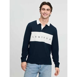 LeMieux Mens Rugby Shirt Jumper Soft Heavyweight Classic Cotton Top Navy XS-XXL