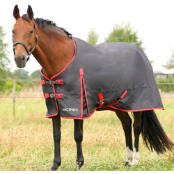 Hy Equestrian HyCONIC 0g 600D Lightweight RainSheet Turnout Rug Grey/Red 4'6'7'3