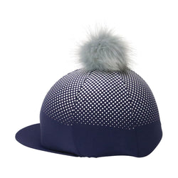 Hy Equestrian Glitter Explosion Hat Cover Hat Silk Removable Faux Fur PomPom