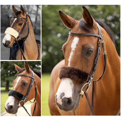 Hy Equestrian Noseband Soft Fleece Padded Fleece Cheek Piece Poll Cover Guard