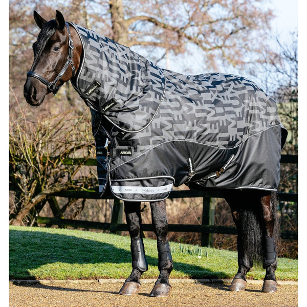 LeMieux Reflective 0g Turnout Rug +Hood Light Ripstop 600d BlackSilver 4'9'-7'3'