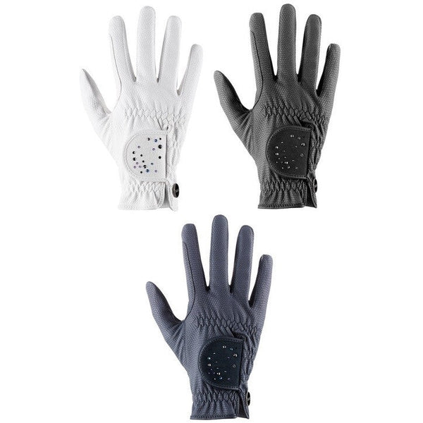 Uvex Sportstyle Diamond Diamante PU Leather Horse Riding Gloves White/Black 6-9