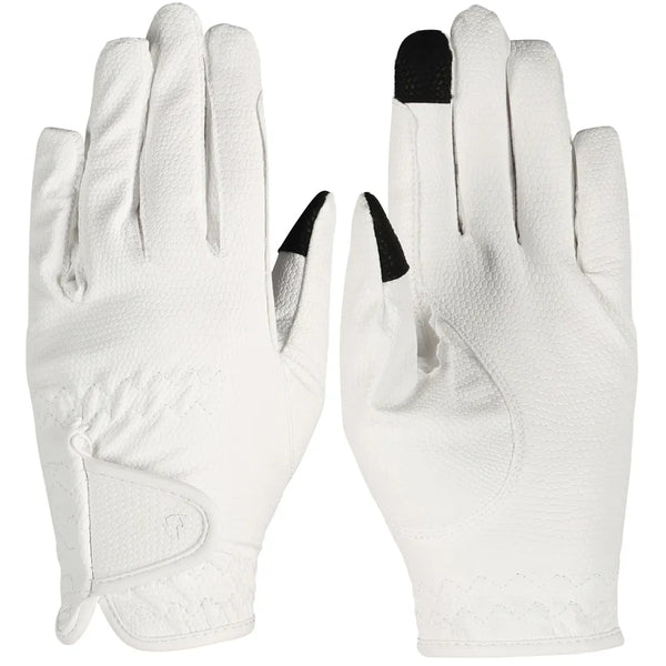 Hy Cottenham Elite Riding Gloves Kids Childs Competition Grip Black Brown White
